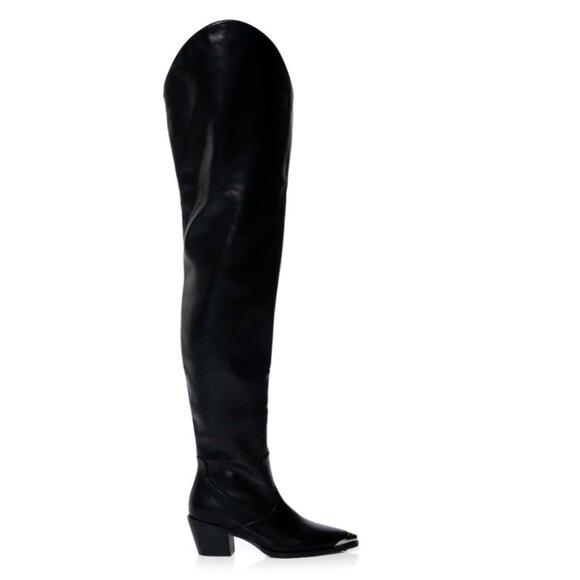 RIA-BLACK THIGH HIGH WESTERN BOOT - Picture 7 of 10